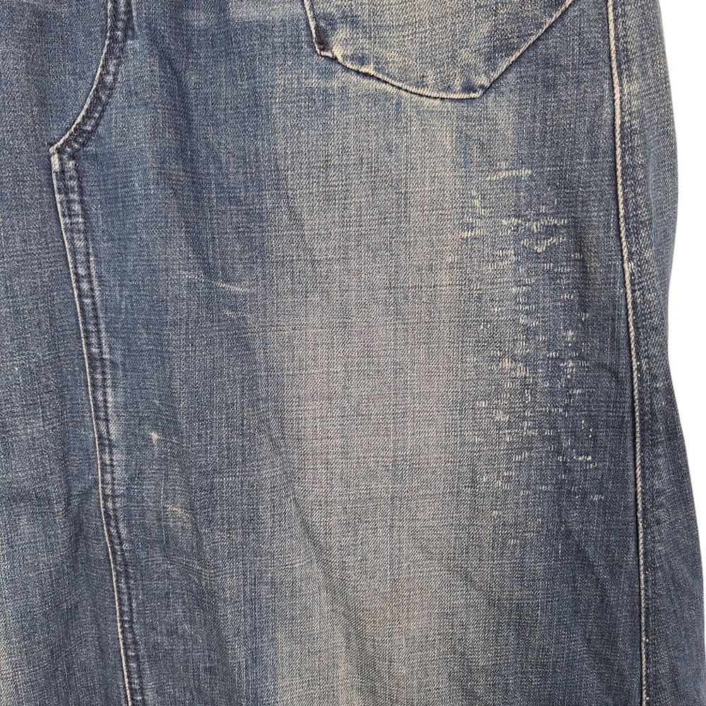 Vintage Orange Label Levis Medium Blue Wash Distressed Denim Maxi Skirt 7 - Picture 6 of 11